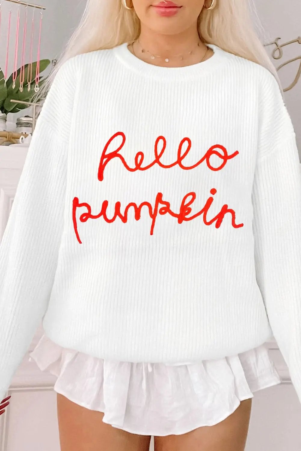 Cozy white pumpkin sweater - Love Salve